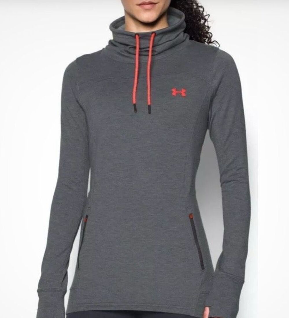 Under Armour slouch neck gray pullover with red detail - M